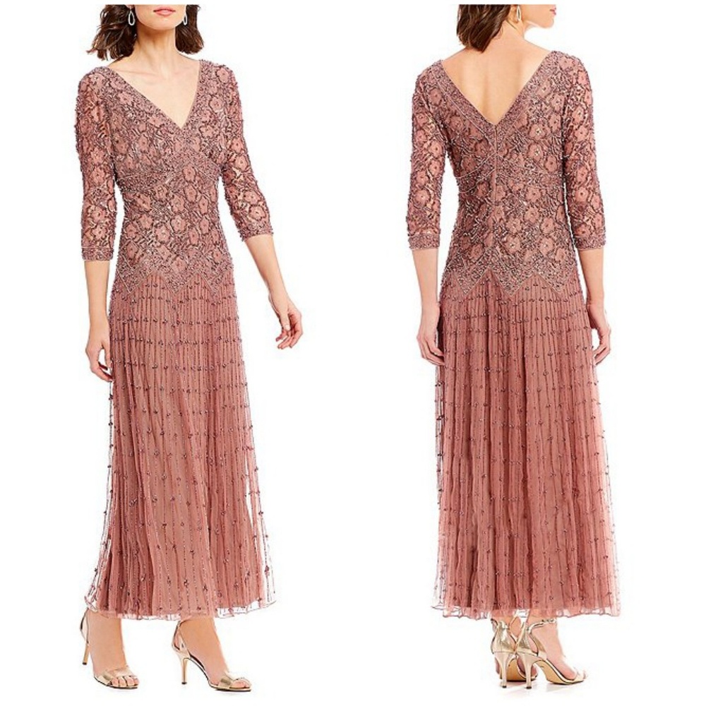 Pisarro Nights Purple Beaded Evening Gown Sz 8